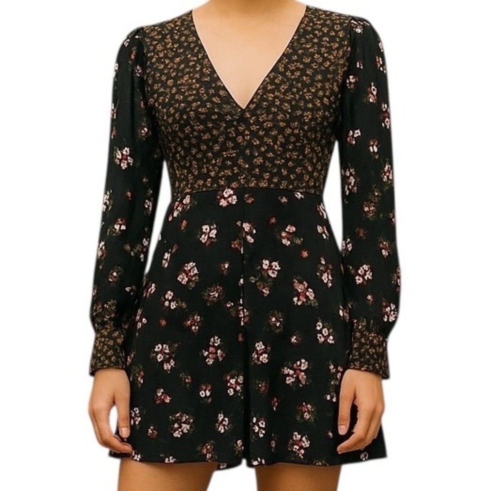 Altar'd State Acacia‎ Long Sleeve Button Down Chiffon Floral Dress Sz M